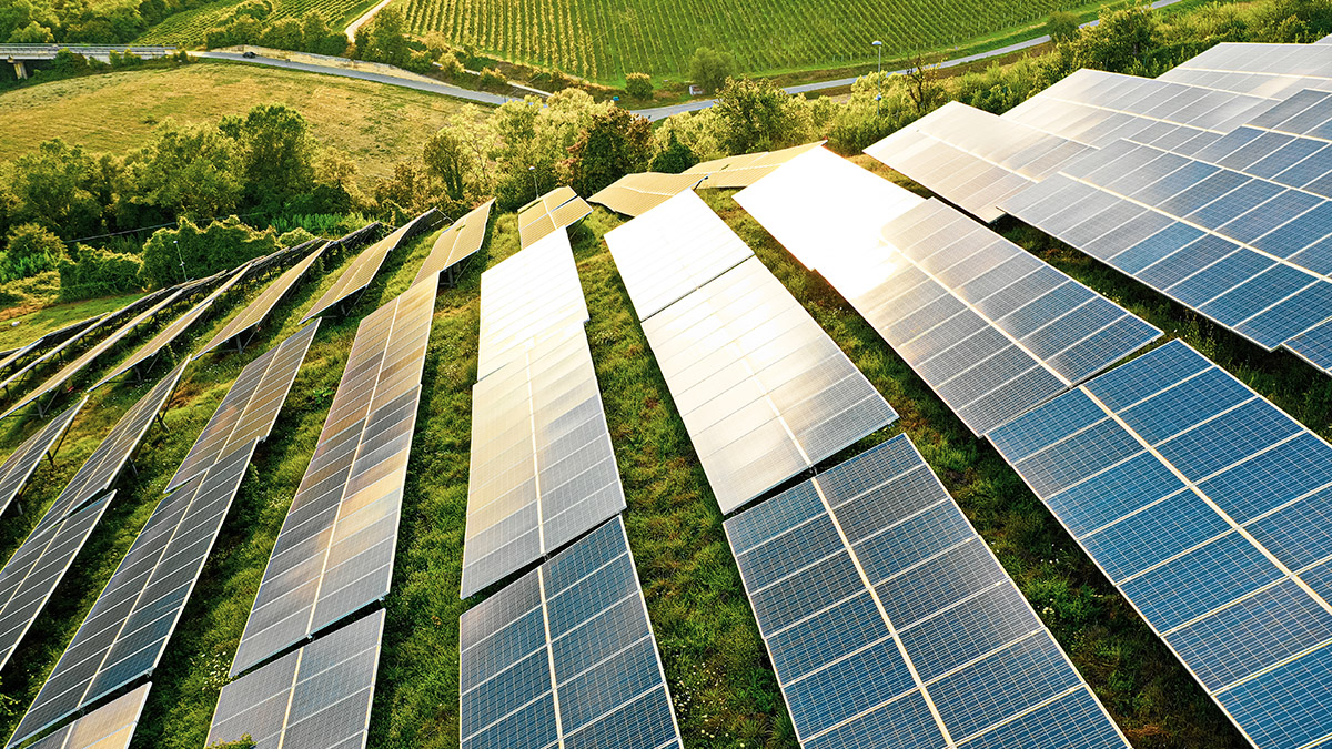 Solar Panels on green hills