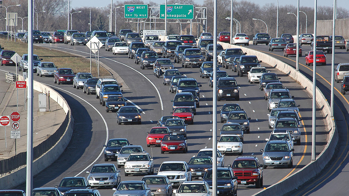 heavy traffic on an urban highway
