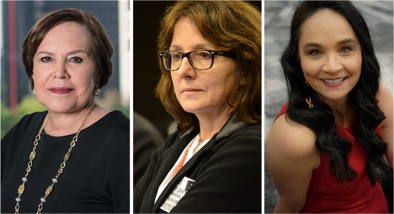 Composite headshots of Patricia Olamendi Torres, Dr. Dubravka Šimonović, and Nicole Matthews