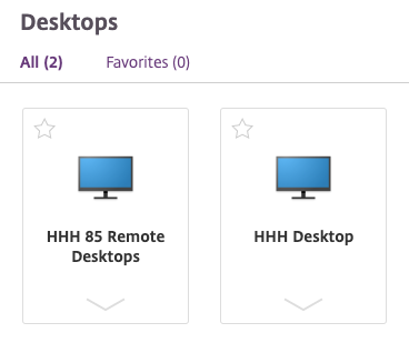 Screenshot of the available Apps To Go desktops