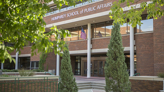 the Humphrey School of Public Affairs building in the summer