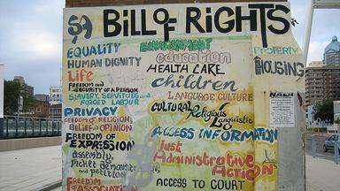 Poster of a bill of rights for South Africans