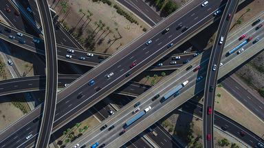 Aerial image of freeway infrastructure