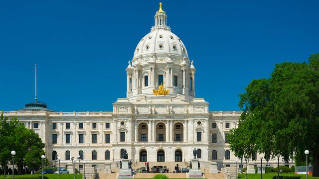 The Minnesota State Capitol building on a sunny day in summer