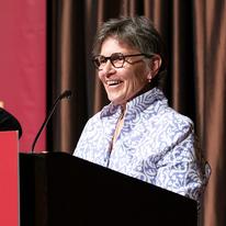 Ann Bancroft speaks at the Public Leadership Awards