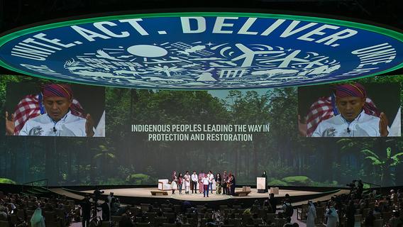 COP28 meeting in a very large auditorium