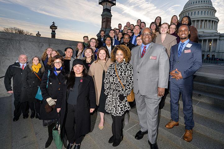 Group photo of Policy Fellows outside the US Capitol