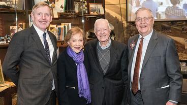 Kare Aas with Jimmy and Rosalynn Carter, and Walter Mondale, in 2018