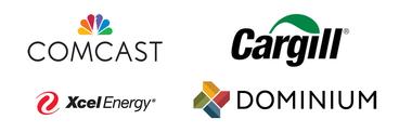 Logos of Comcast, Xcel Energy, Cargill, and Dominium