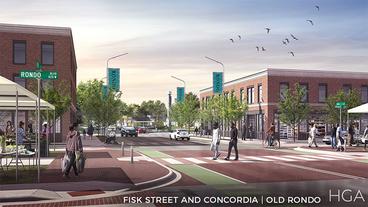 Rendering of proposed Rondo streetscape in St. Paul