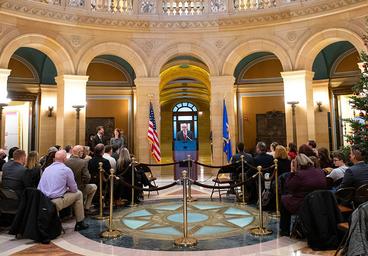 Senior Leadership Institute graduates seated in the rotunda of the Minnesota State Capitol